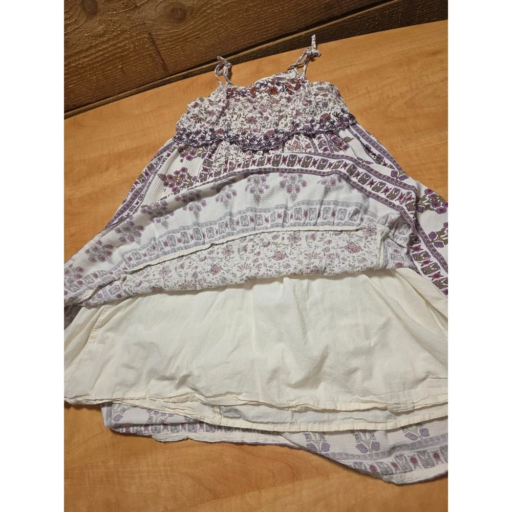 Next Girls Floral Boho Tiered Midi Dress Purple Cream Size 6 Yrs 757-253-089